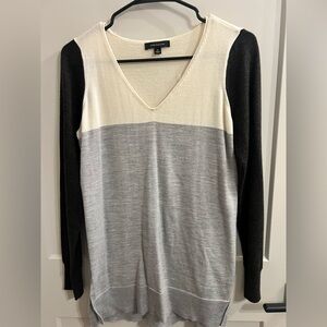 Ann Taylor V-Neck Sweater - Black, Gray, and Cream